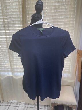 Ralph Lauren Classic Navy Short-Sleeve Crewneck Top